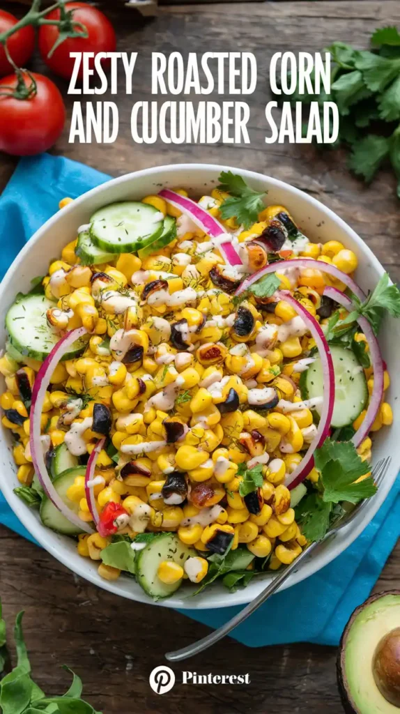 Zesty Roasted Corn and Cucumber Salad Pin